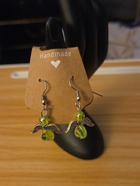Handmade Green Angel Earrings - Women Jewelry